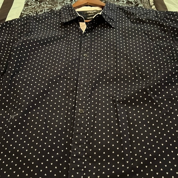 Kenneth Cole,Navy Geometric Print Button Down Shirt, 2XL, nice style - Picture 3 of 8